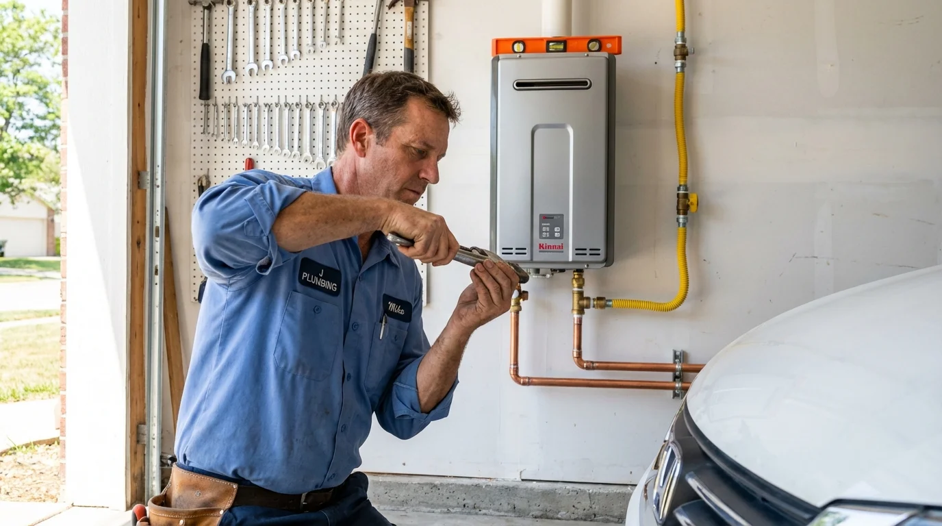 Tankless water heater installation by a Johns Plumbing LLC plumber in Seymour